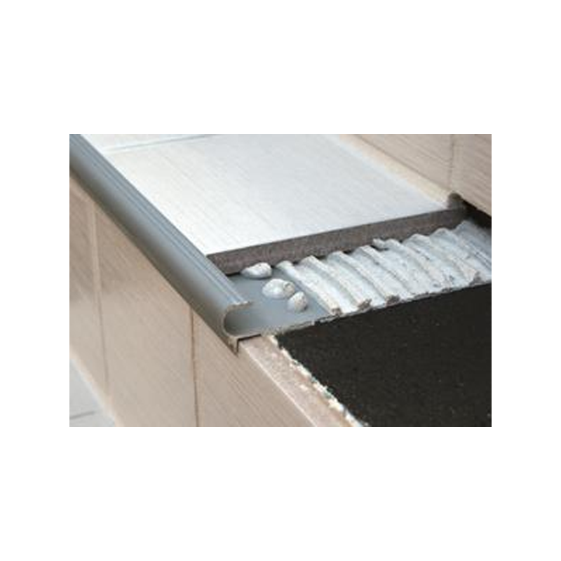 Genesis Matt Silver Bullnose Tile In Stair Nosing NAT | Buy Tile Trim ...